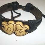 Braclet leather hearts love