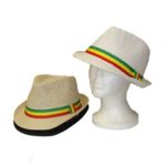 Fedora Hat - rasta-white