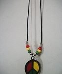 Necklace leather rasta peace