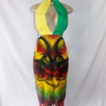 Woman Dress Rasta Halter yellow&green