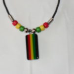 necklace leather square w rasta