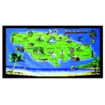 Jamaica Beach Towel - map blue