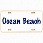 license plate mini ecr white ocean beach