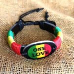 RASTA LEATHER BRACELET - one love